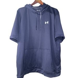 NWT Under Armour Navy Blue Baseball Short Sleeve Hoodie Men's Size 3XL Loose